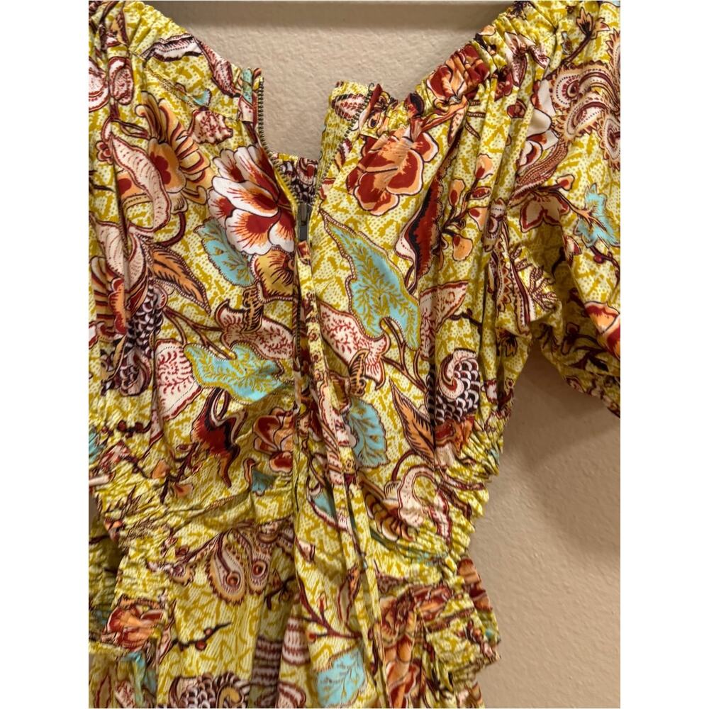 Ulla Johnson Cotton Yellow Floral Maxi Dress with Puff Sleeves 4 - Picture 7 of 15